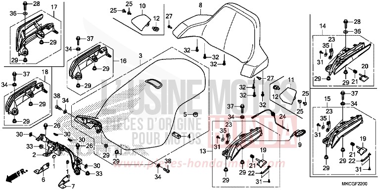 SEAT for Gold Wing PEARL GLARE WHITE (NHB53E) from 2020